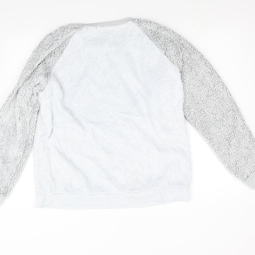 TU Womens Grey Solid Fleece Top Pyjama Top Size 14