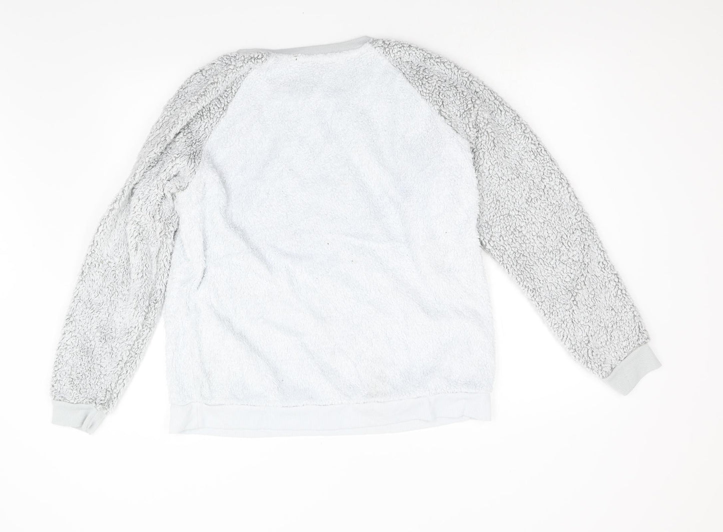 TU Womens Grey Solid Fleece Top Pyjama Top Size 14