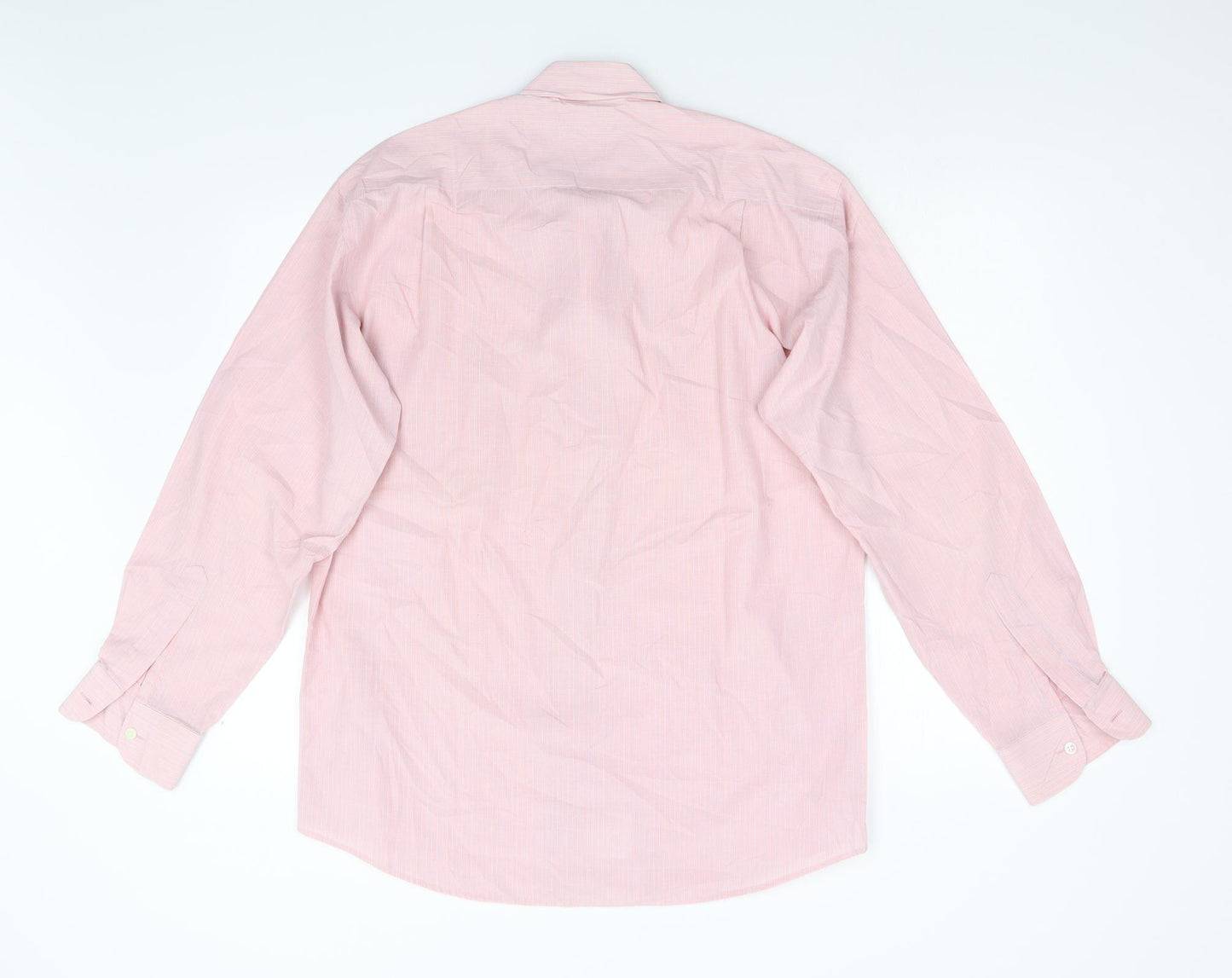 Van Heusen Mens Pink Striped   Button-Up Size 15.5