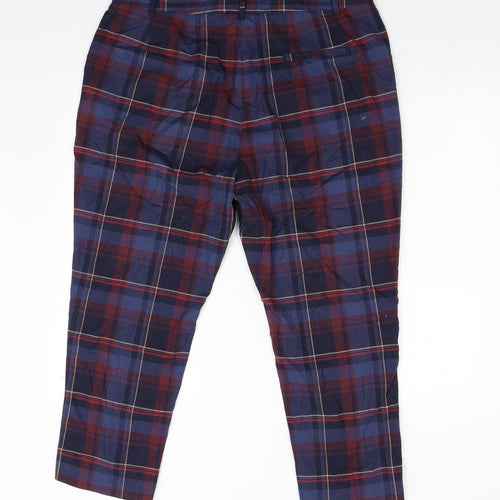 M&S Womens Multicoloured Check  Trousers  Size 18 L25 in - Short