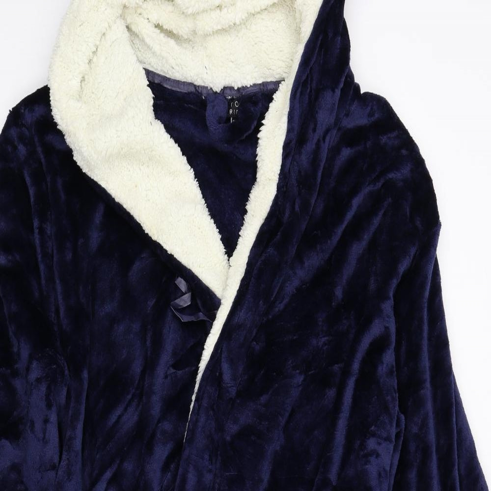 Stone Bridge Womens Blue Solid Fleece  Gown Size L