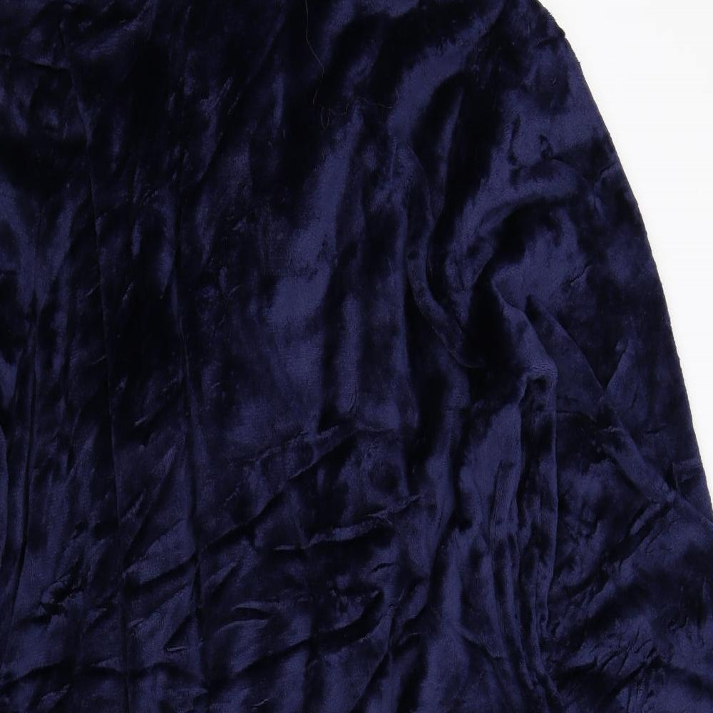 Stone Bridge Womens Blue Solid Fleece  Gown Size L