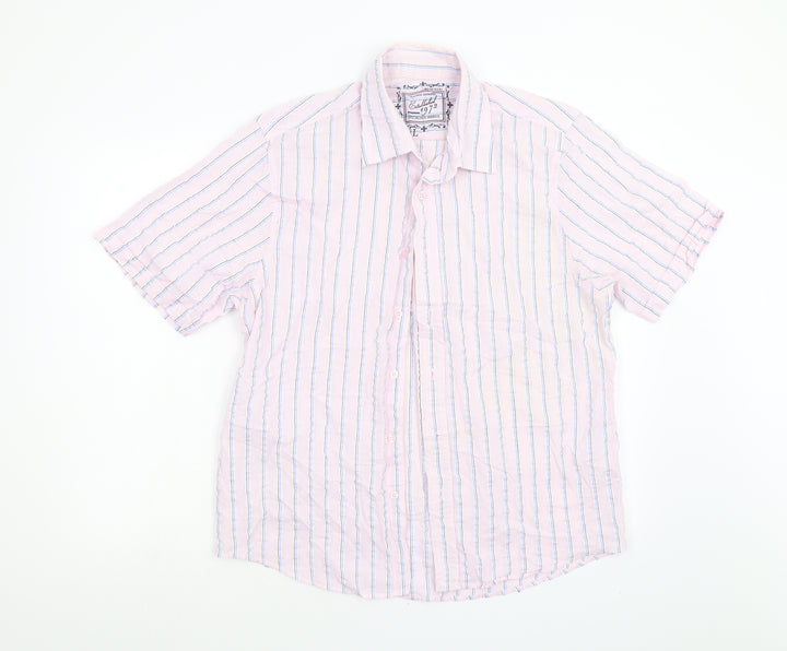 Vintage Apparel Mens Pink Striped Button-Up Size L
