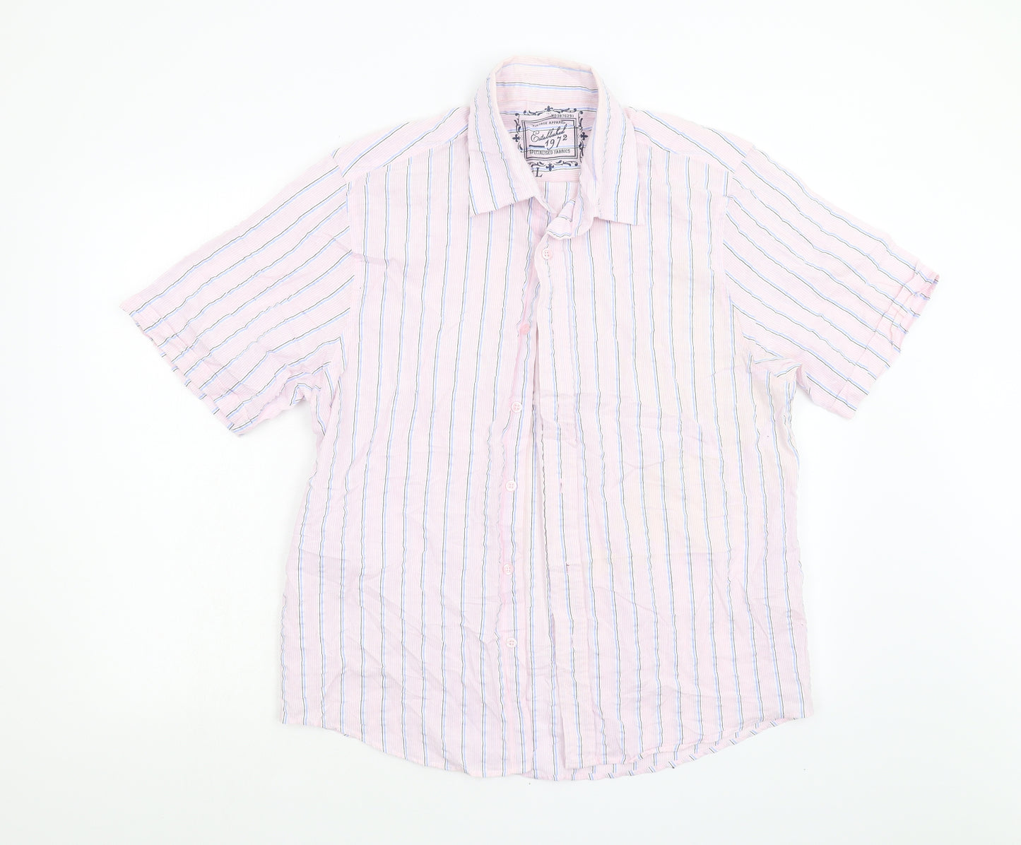 Vintage Apparel Mens Pink Striped   Button-Up Size L
