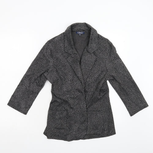 Amphora Womens Grey Animal Print  Jacket Blazer Size L