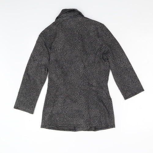 Amphora Womens Grey Animal Print  Jacket Blazer Size L