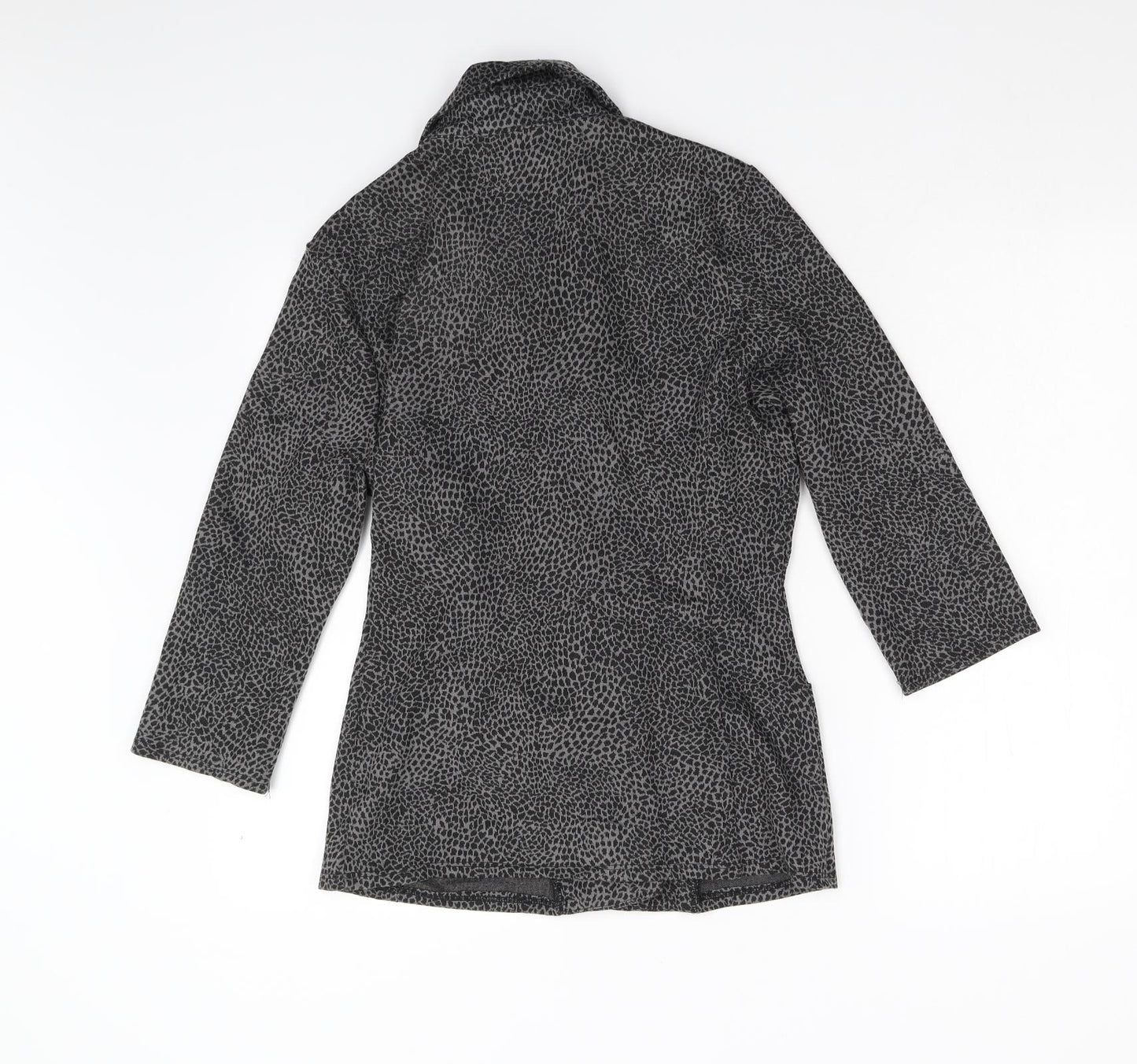 Amphora Womens Grey Animal Print  Jacket Blazer Size L