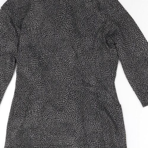 Amphora Womens Grey Animal Print  Jacket Blazer Size L