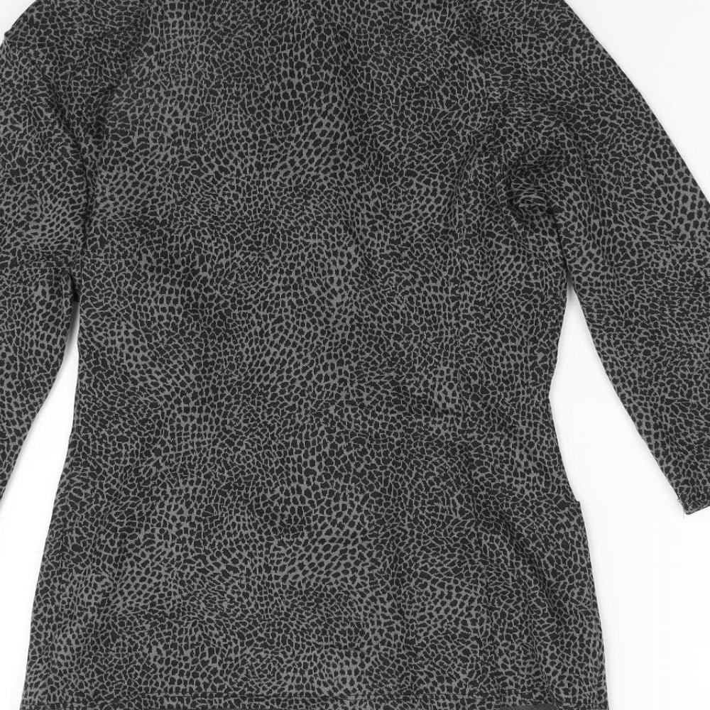 Amphora Womens Grey Animal Print  Jacket Blazer Size L