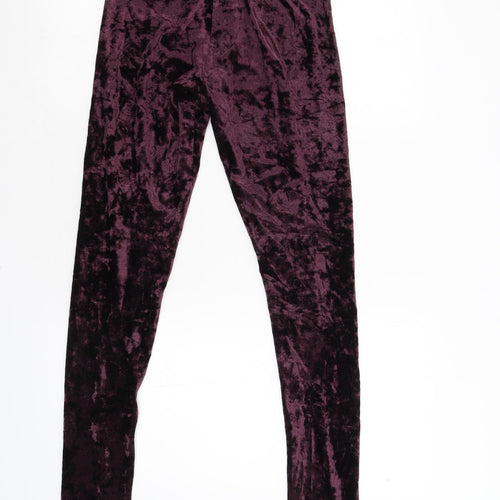 H&M Womens Purple  Velvet Trousers  Size S L31 in