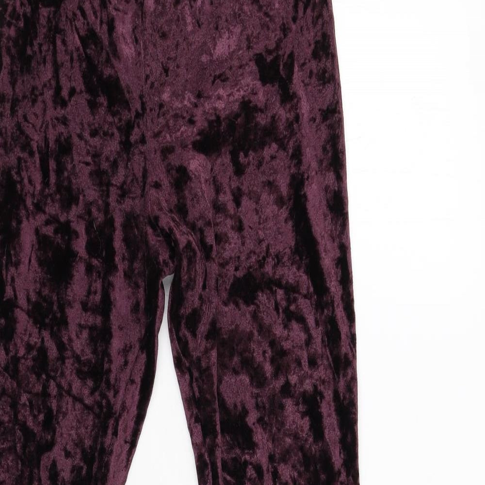 H&M Womens Purple  Velvet Trousers  Size S L31 in