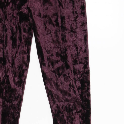 H&M Womens Purple  Velvet Trousers  Size S L31 in