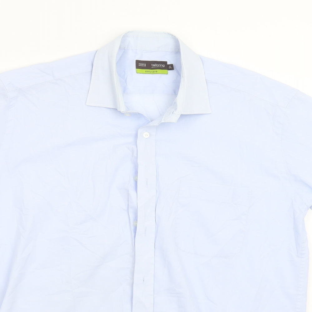 M&S Mens Blue    Button-Up Size 16.5