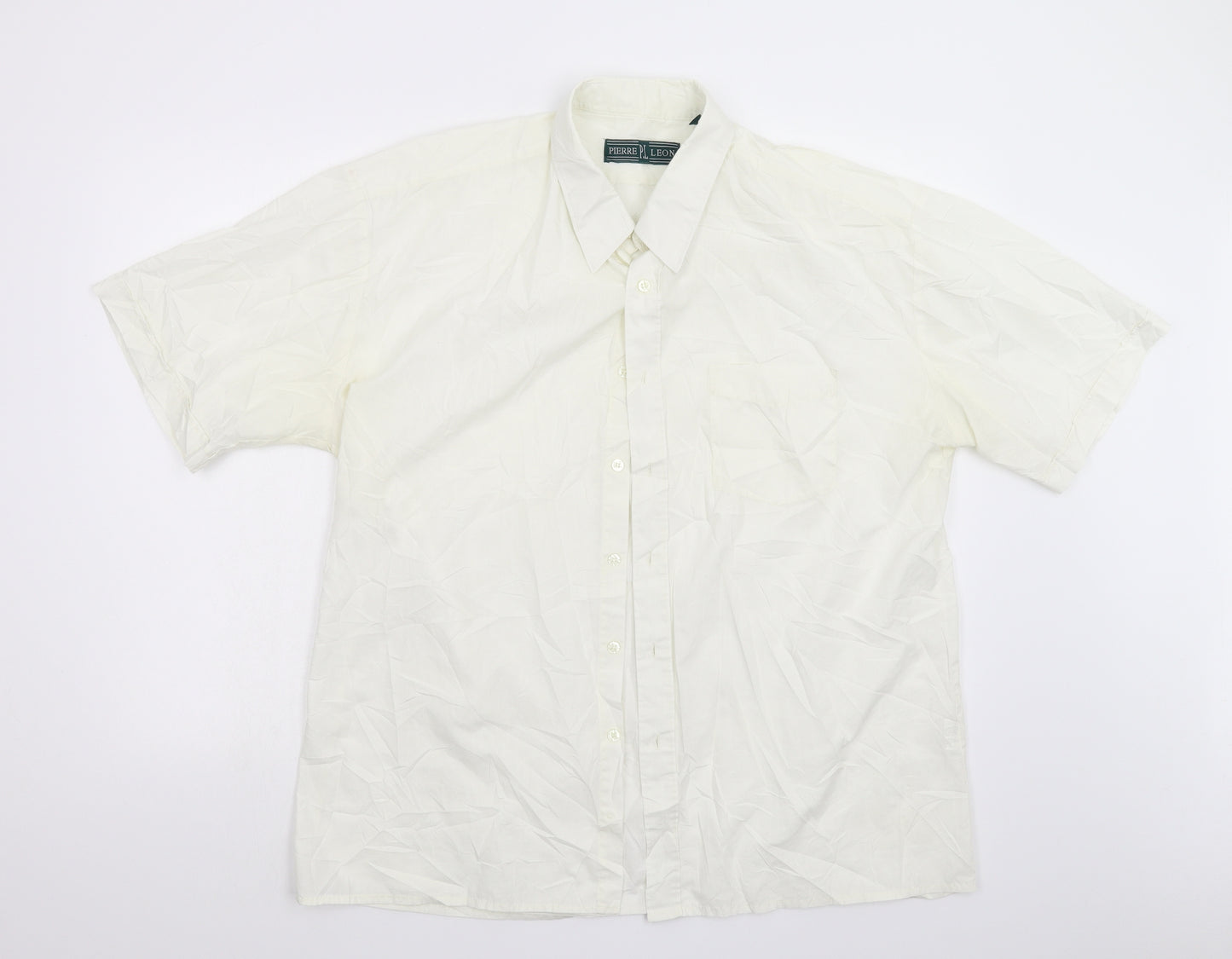 Pierre Leon Mens Ivory    Button-Up Size 2XL