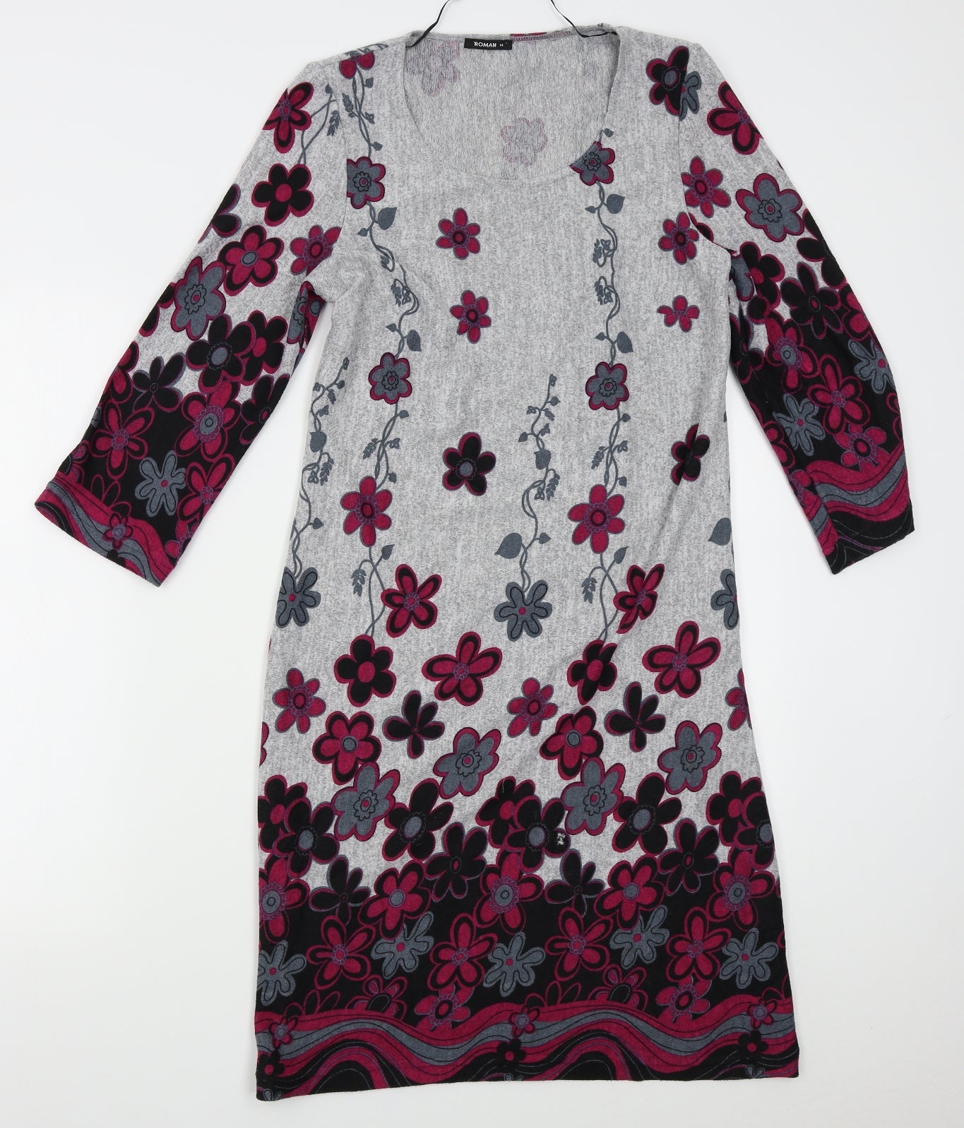 Roman Womens Grey Floral  Pencil Dress  Size 14