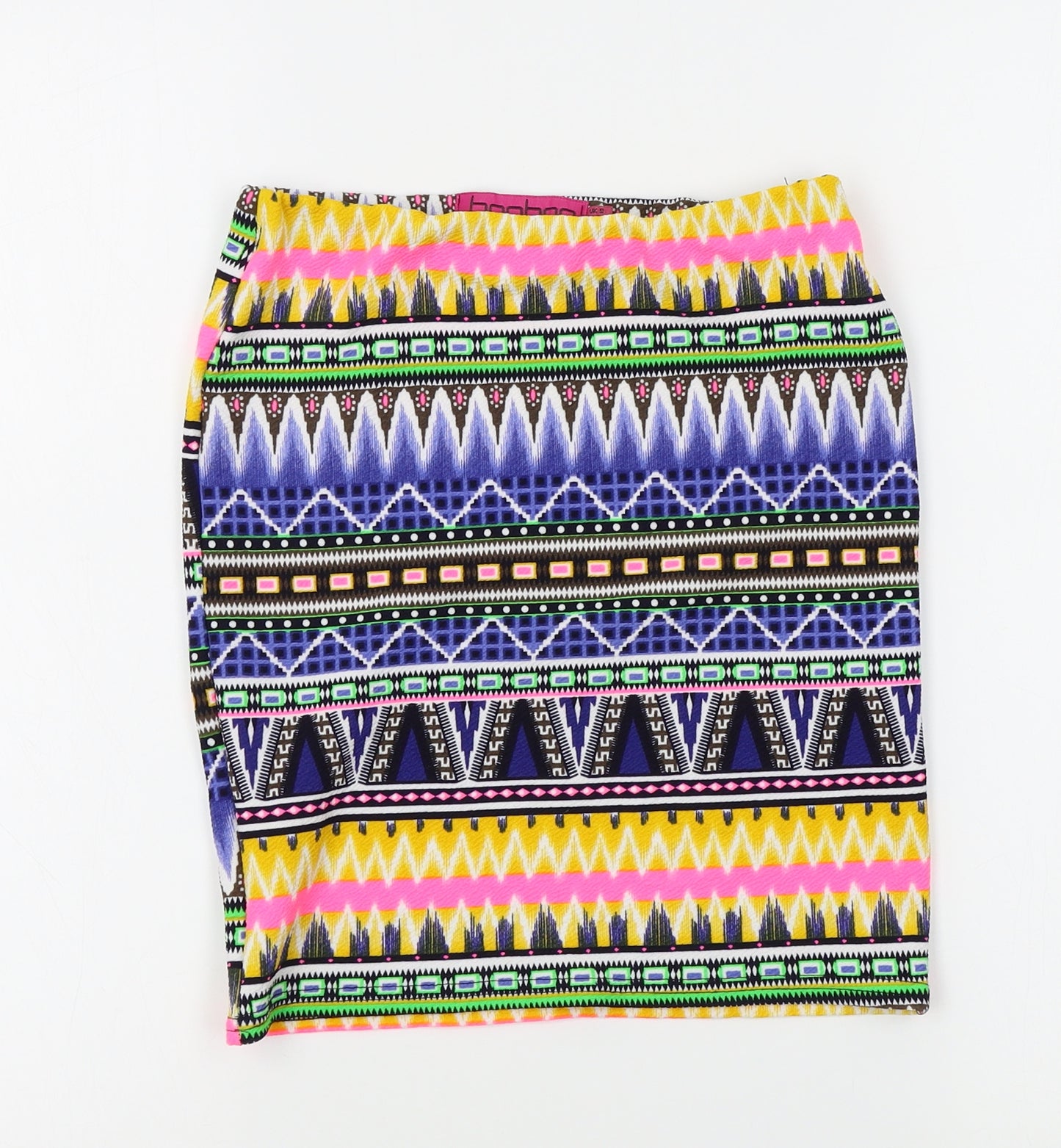 Boohoo Womens Multicoloured Fair Isle  Straight & Pencil Skirt Size 8