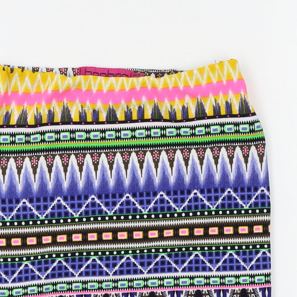 Boohoo Womens Multicoloured Fair Isle  Straight & Pencil Skirt Size 8