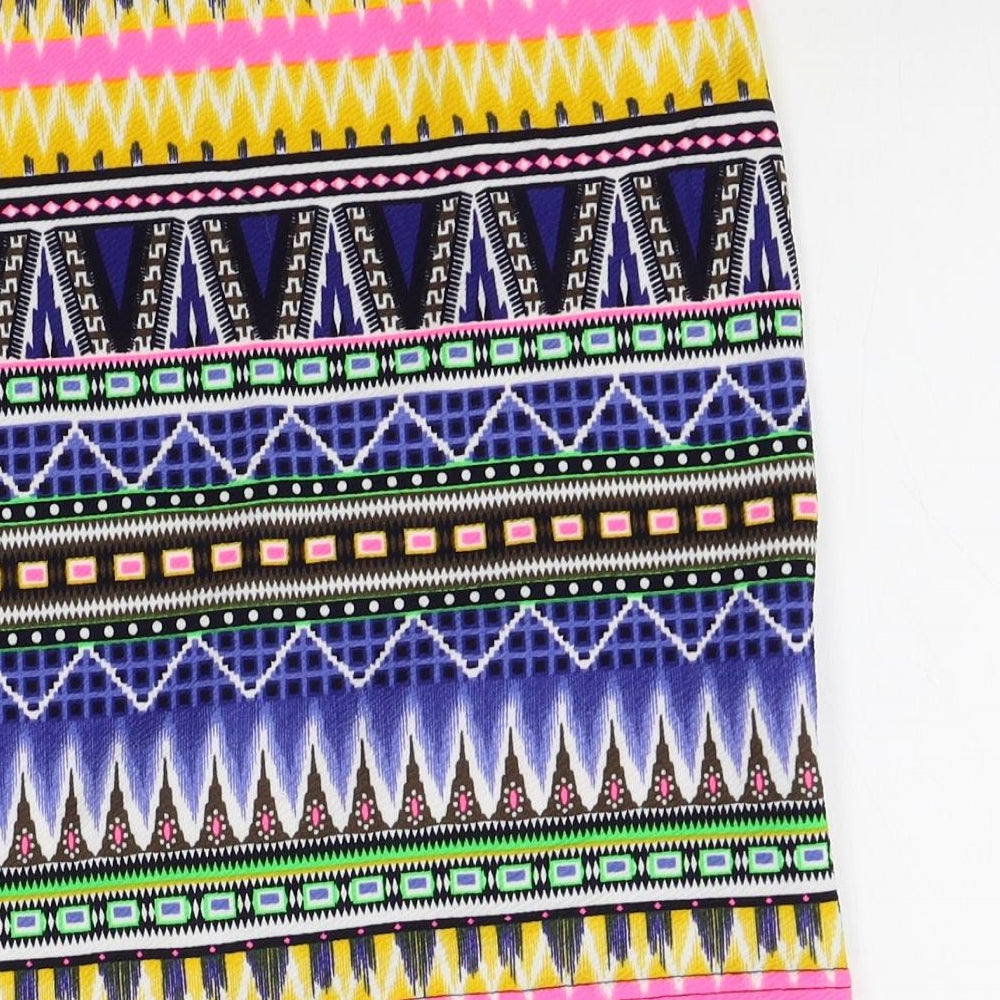 Boohoo Womens Multicoloured Fair Isle  Straight & Pencil Skirt Size 8