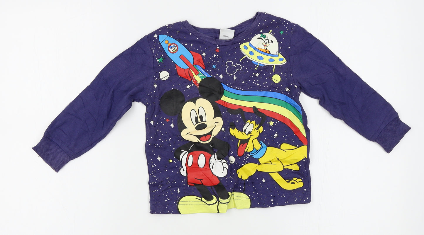 Matalan Boys Blue   Basic T-Shirt Size 2-3 Years  - disney, mickey mouse