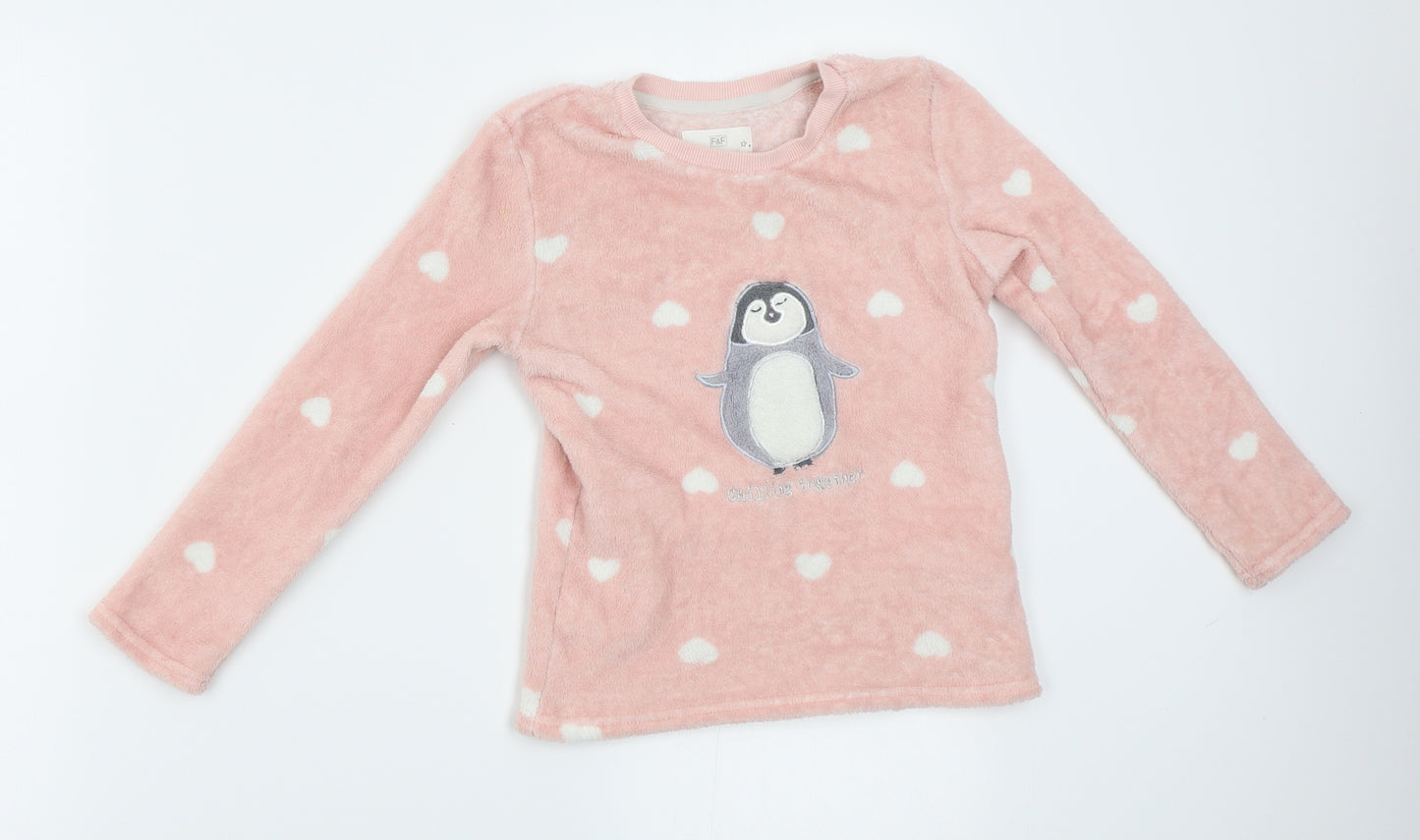 F&F Girls Pink    Pyjama Top Size 6-7 Years  - matching set
