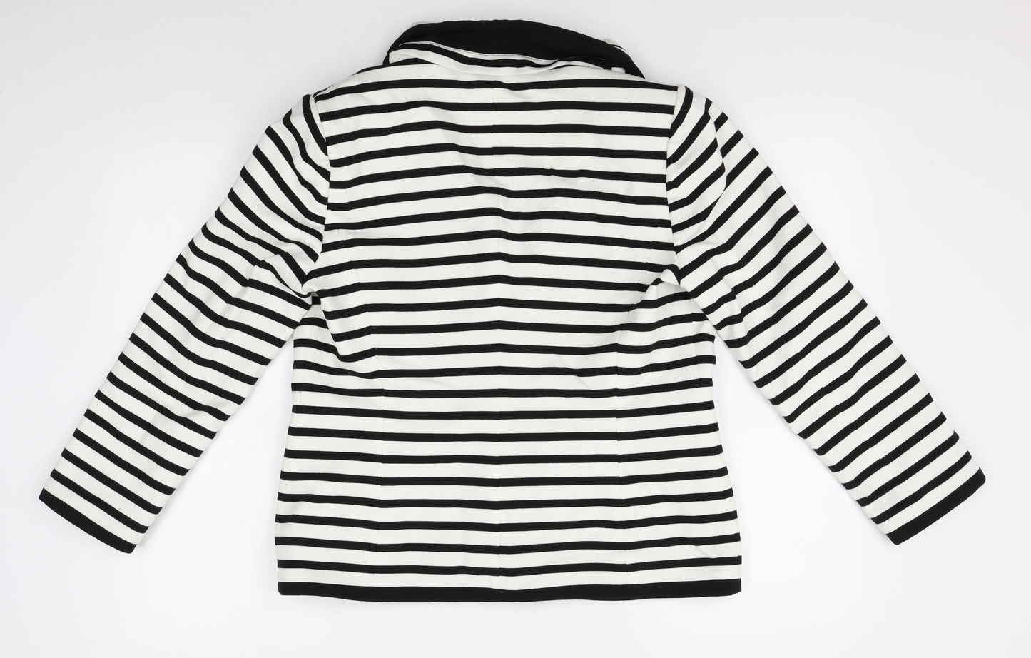 M&S Womens White Striped  Jacket Blazer Size 14