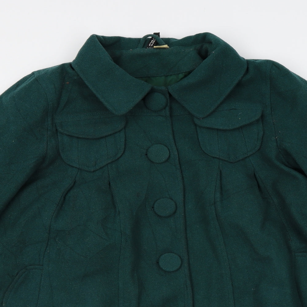 H&M Womens Green   Overcoat Coat Size 12