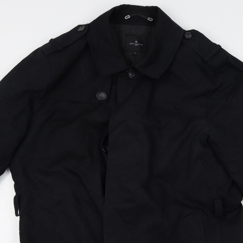 Jeff Banks Mens Black   Overcoat Coat Size L