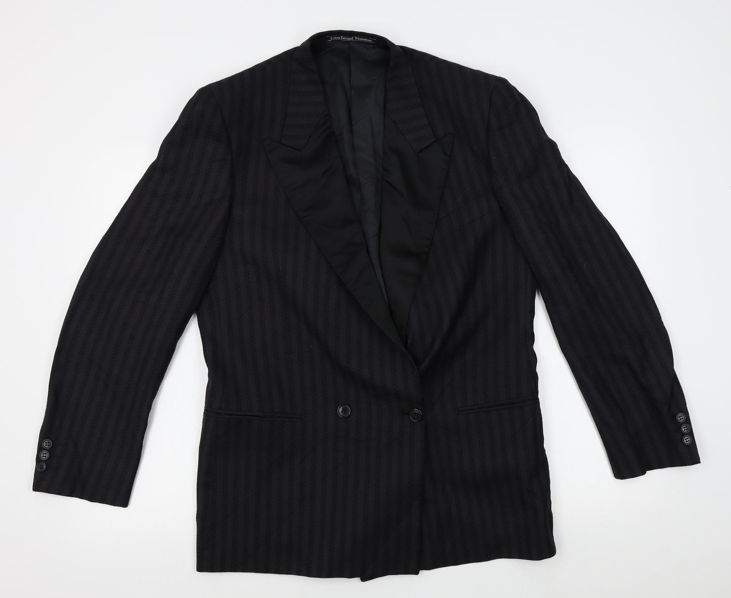 Louis Feraud Womens Black Striped  Jacket Blazer Size 40