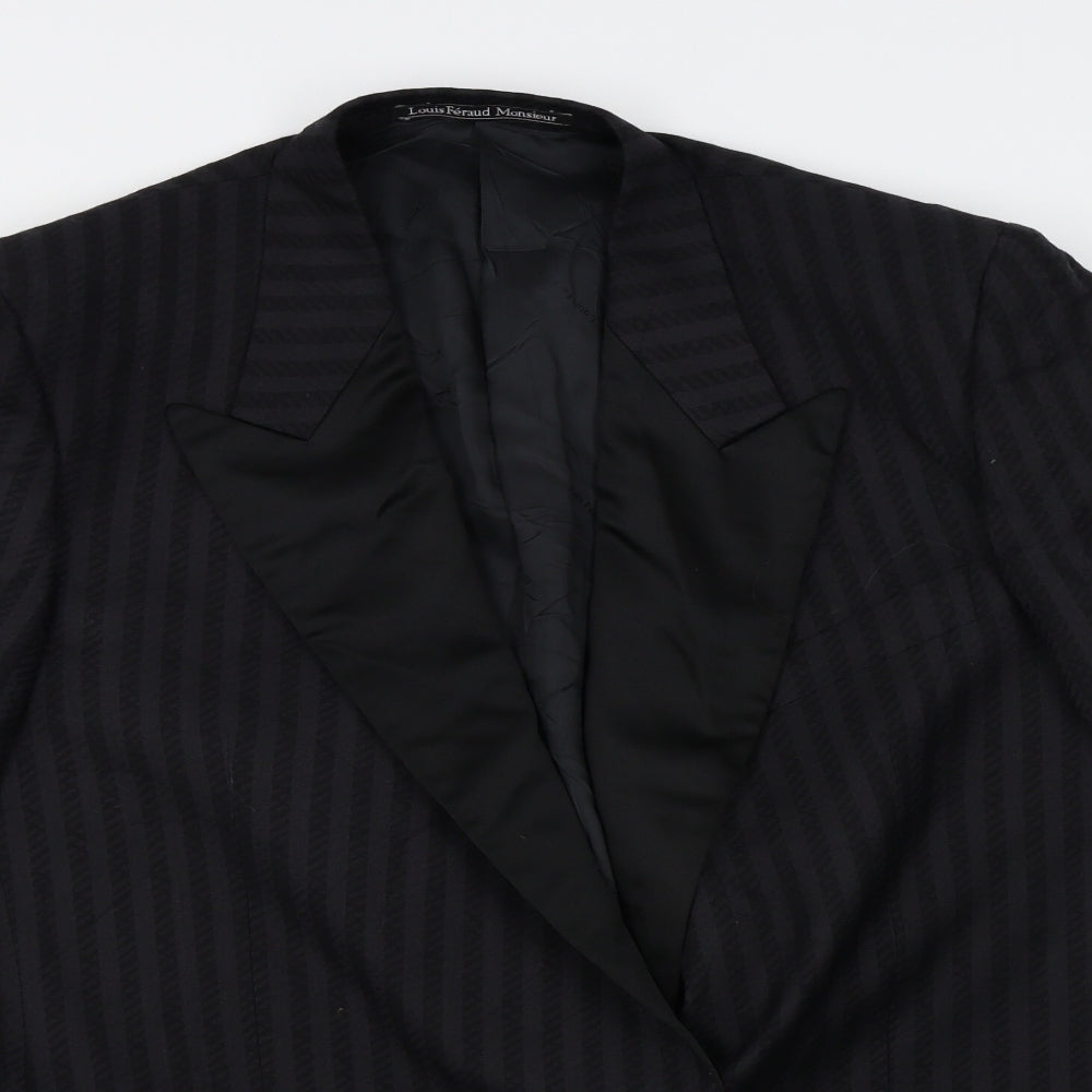 Louis Feraud Womens Black Striped  Jacket Blazer Size 40