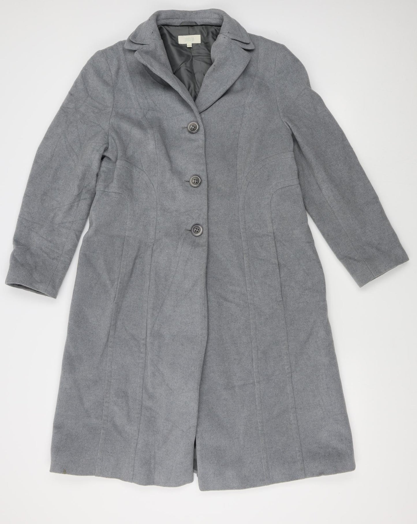 M&S Womens Grey   Overcoat Coat Size 16
