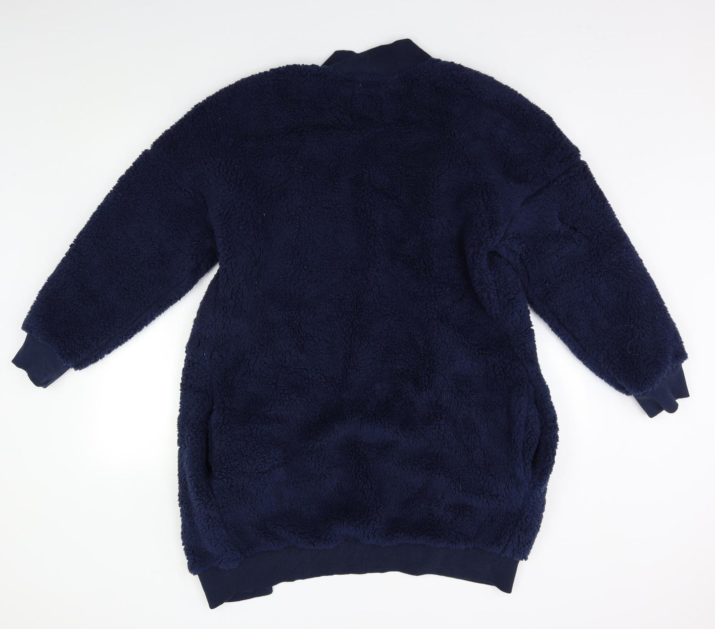 M&S Womens Blue Solid Fleece  Gown Size S