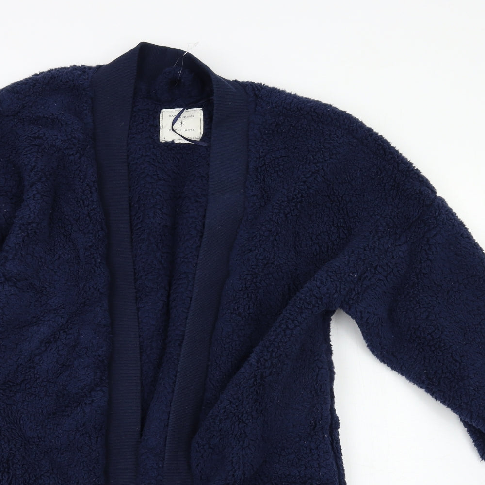 M&S Womens Blue Solid Fleece  Gown Size S