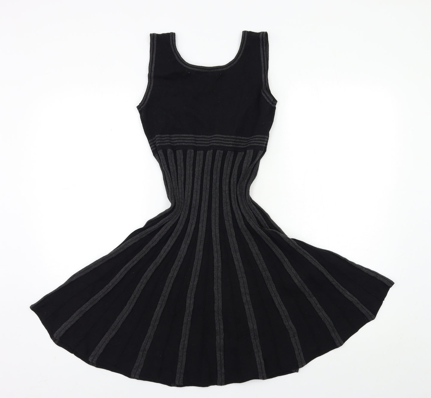 Studio Womens Black Striped  Fit & Flare  Size M