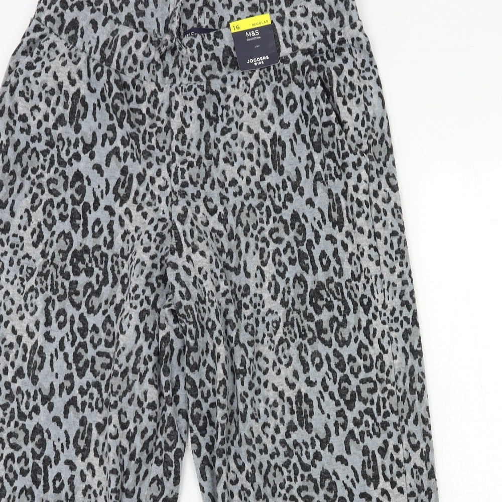 M&S Womens Ivory Animal Print  Jegging Trousers Size 16 L24 in