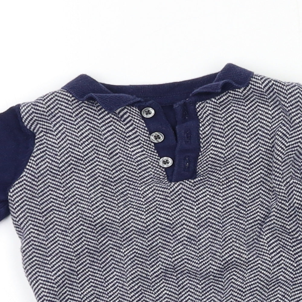 m&s Baby Blue Argyle/Diamond  Babygrow One-Piece Size 6-9 Months