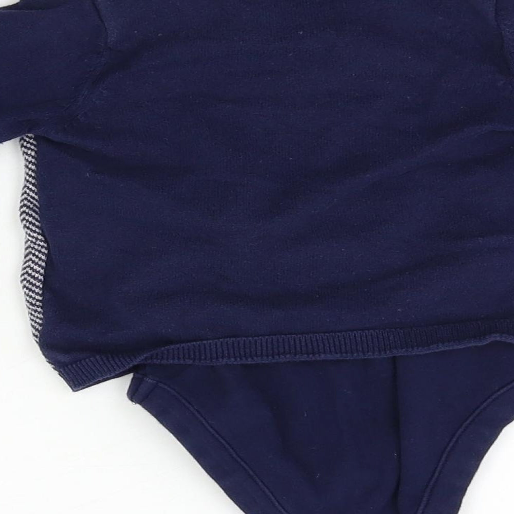 m&s Baby Blue Argyle/Diamond  Babygrow One-Piece Size 6-9 Months