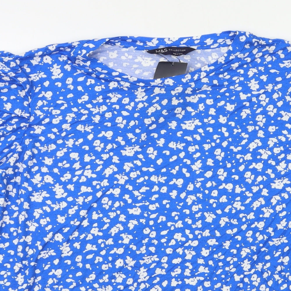 M&S Womens Multicoloured Floral  Basic T-Shirt Size 16