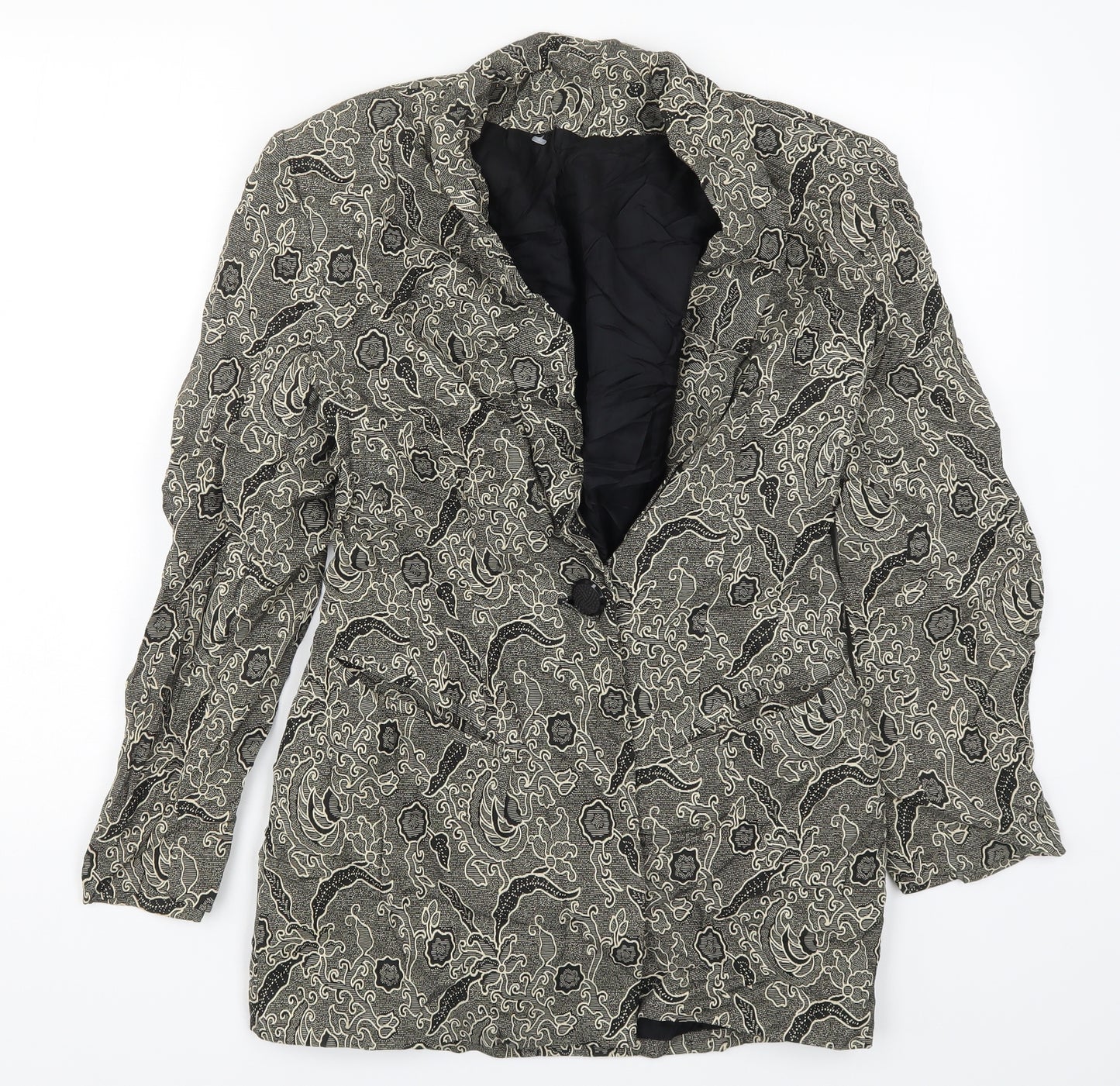 Michel Ambers Womens Beige Floral  Jacket Suit Jacket Size 8