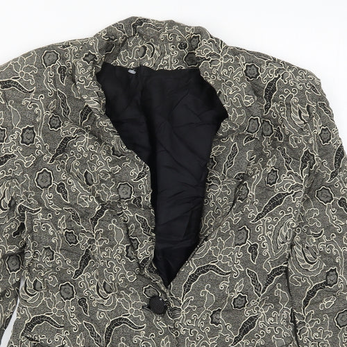 Michel Ambers Womens Beige Floral  Jacket Suit Jacket Size 8