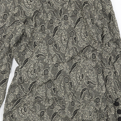 Michel Ambers Womens Beige Floral  Jacket Suit Jacket Size 8