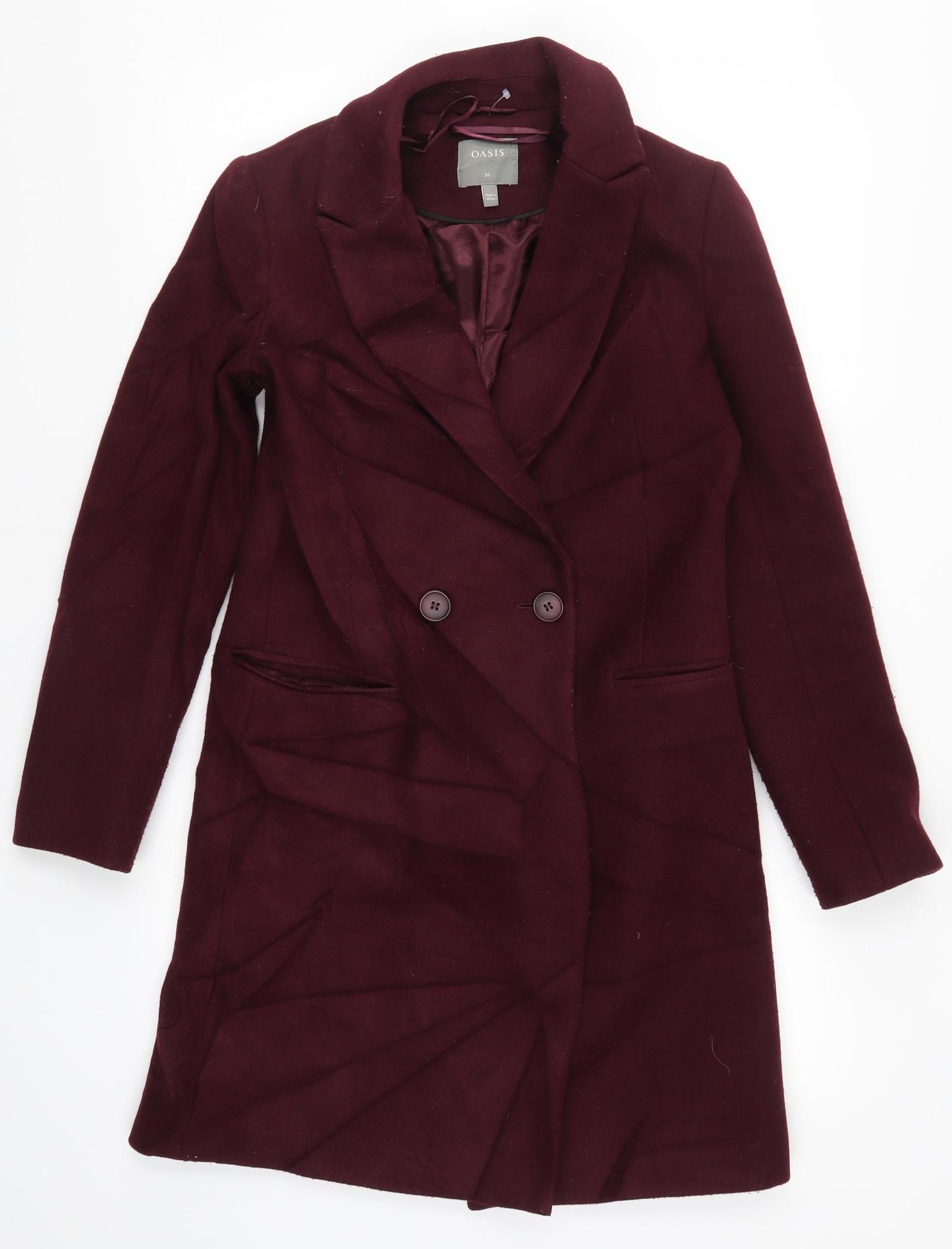 Oasis Womens Red   Pea Coat Coat Size XS  - Burgundy