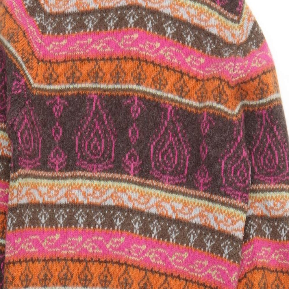 Uttam London Womens Multicoloured Geometric Knit Full Zip Jumper Size S