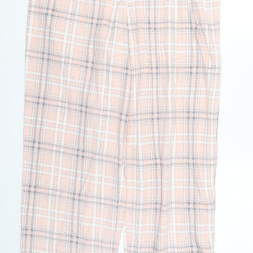 Marks and Spencer Womens Pink Check  Trousers  Size L L29.5 in - Loungewear