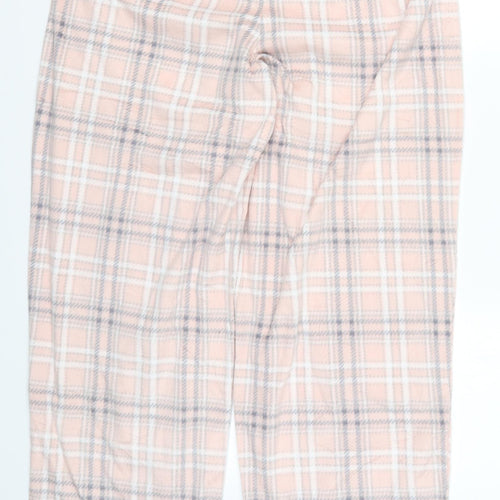 Marks and Spencer Womens Pink Check  Trousers  Size L L29.5 in - Loungewear