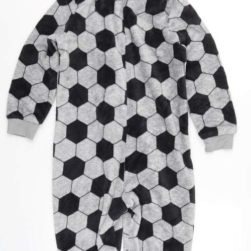 Marks and Spencer Girls Grey Geometric  Top One Piece Size 8-9 Years  - Football Print