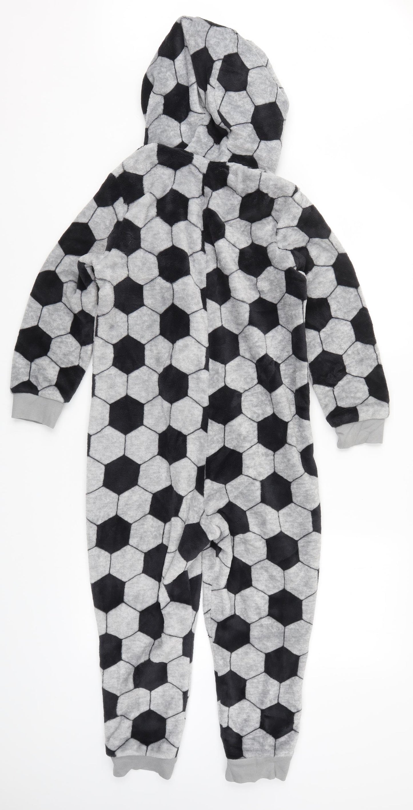 Marks and Spencer Girls Grey Geometric  Top One Piece Size 8-9 Years  - Football Print
