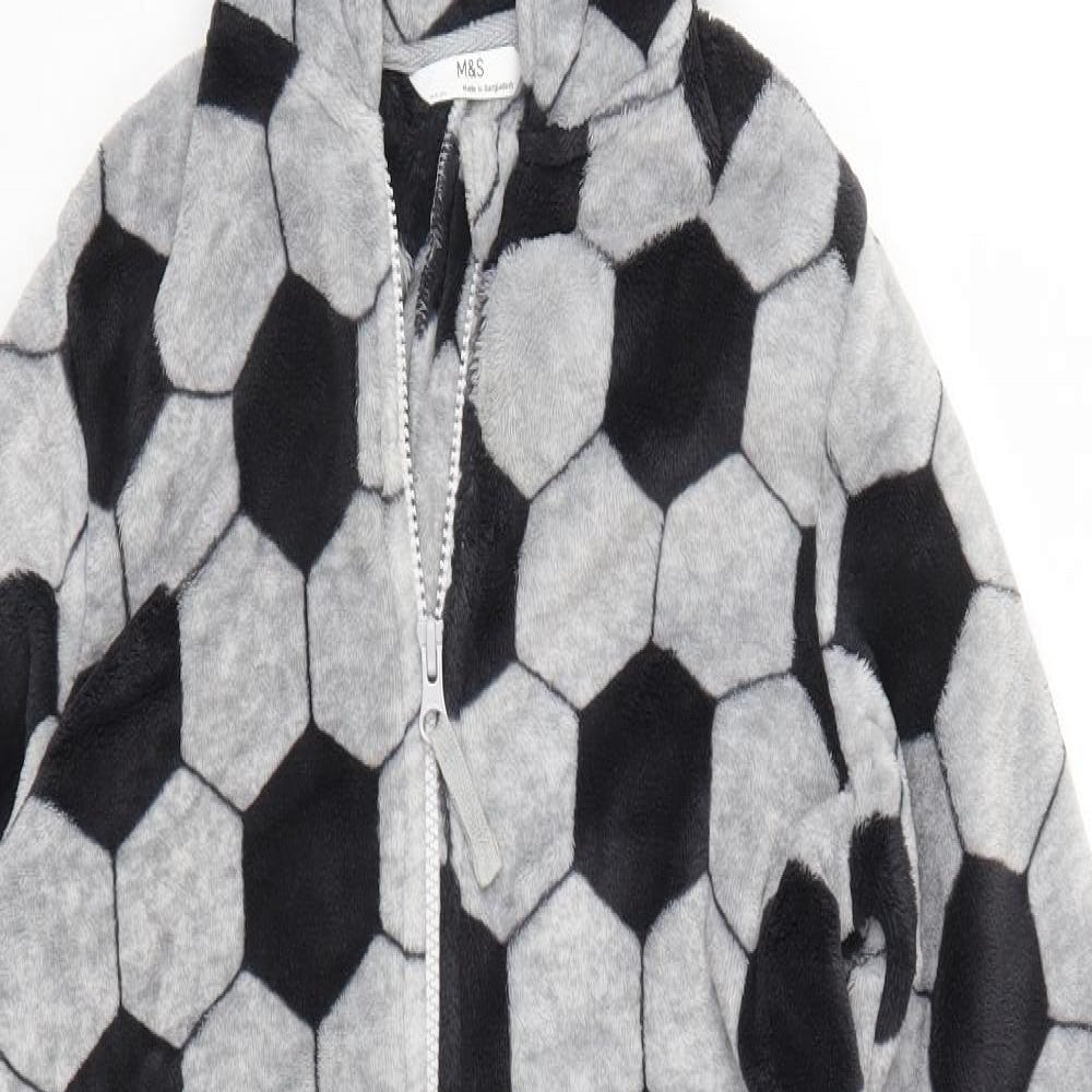 Marks and Spencer Girls Grey Geometric  Top One Piece Size 8-9 Years  - Football Print