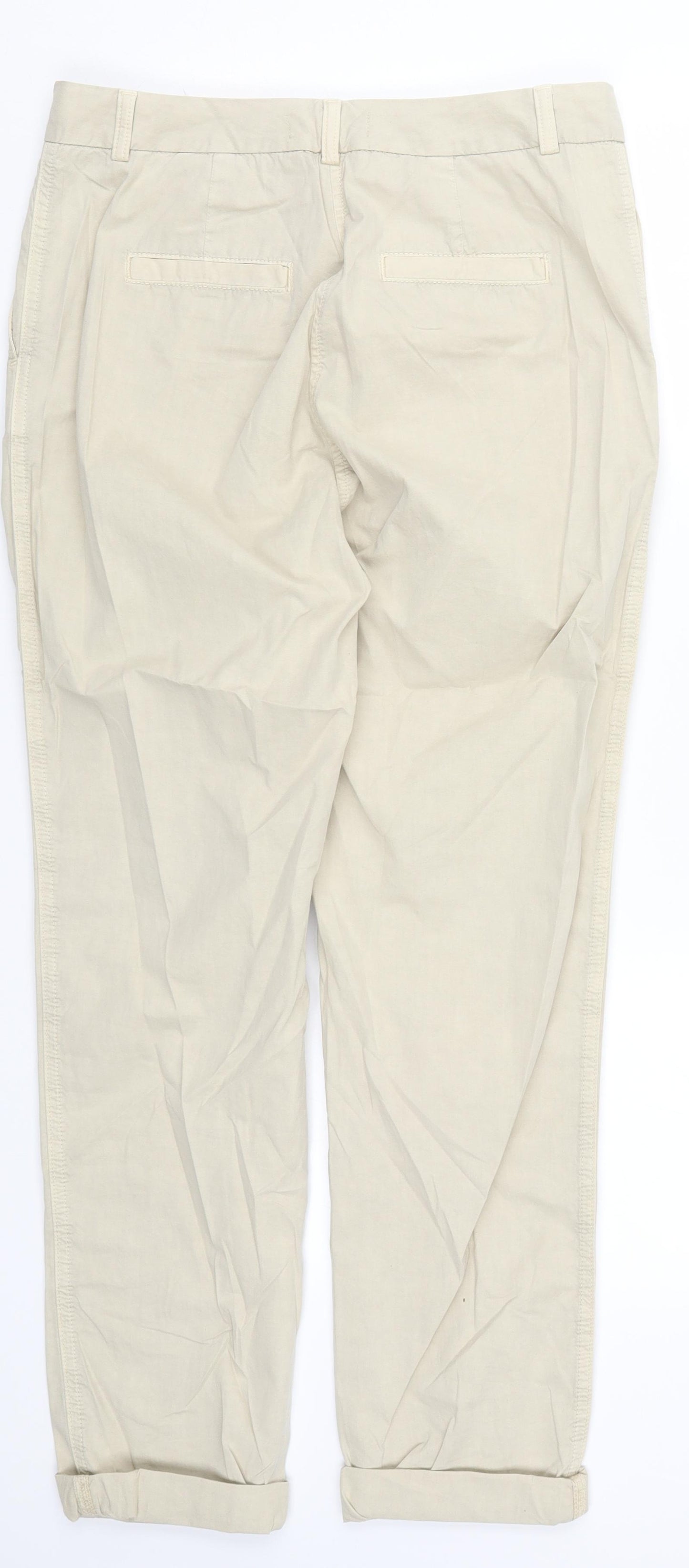 Marks and Spencer Womens Beige   Chino Trousers Size 10 L32 in