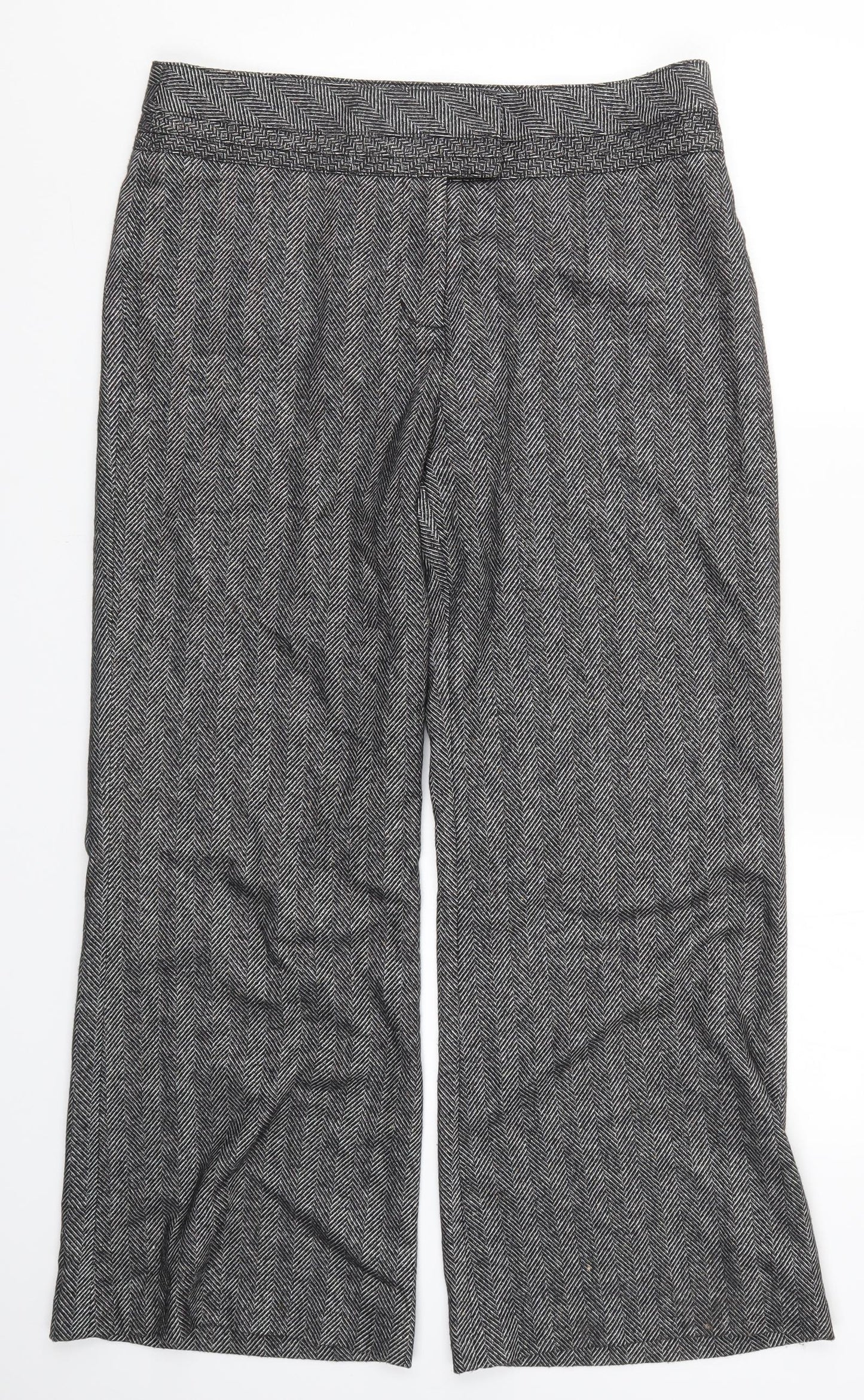 Marks and Spencer Womens Grey Herringbone  Trousers  Size 14 L27.5 in