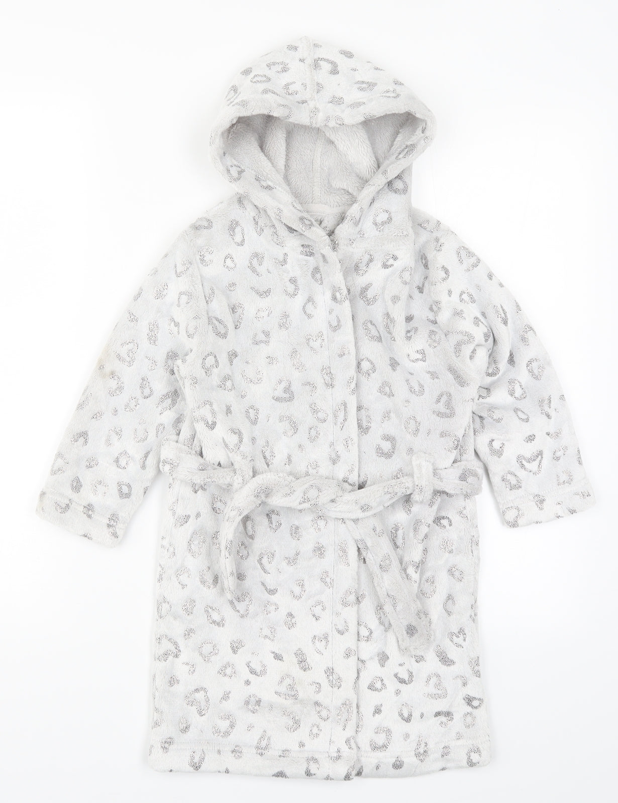 John Lewis Girls Grey Animal Print  Kimono Robe Size 5 Years